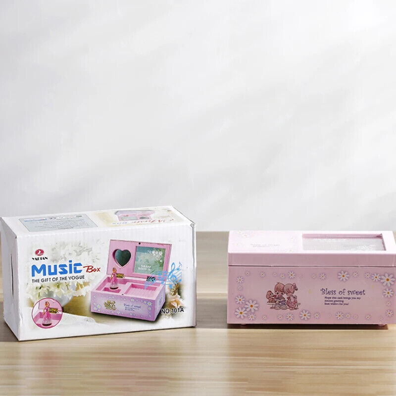 Music Box Plastic Ballerina Home Decoration Clockwork Jewelry Storage 7.5x10x6cm