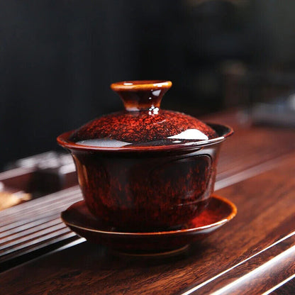 Yixing Ceramic Gaiwan Teacup Tea tureen Bowl Japanese Retro Home set Drinkware