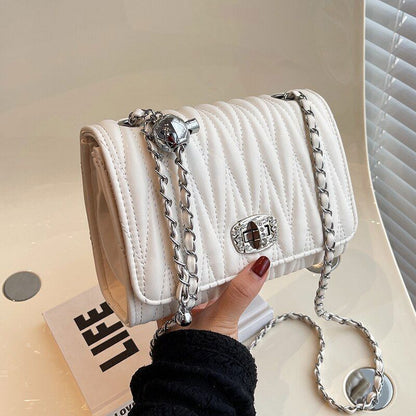 Leather Handbag Chain Handle Shoulder Messenger Bags Small Square Bag 14*20*7 CM