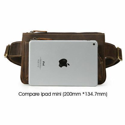Men's Women Real Leather Fanny Waist Pack Bag One Strap Backpack Sling Chest Bag
