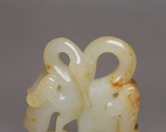 Chinese Hetian Jade Hand Carved Sculpture Exquisite Crane Statue Art Collection