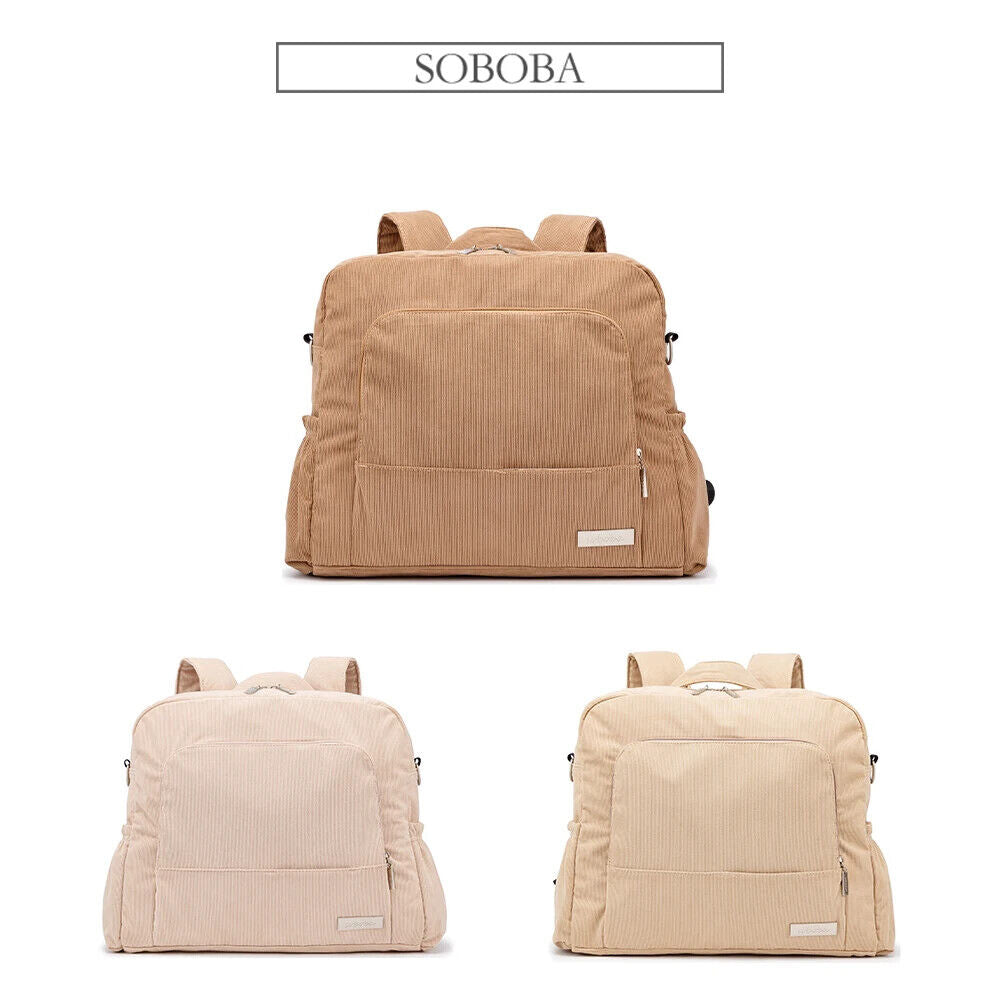 Corduroy Diaper Backpack Mom Nappy Changing Bag Baby Care Winter New Diaper Bags