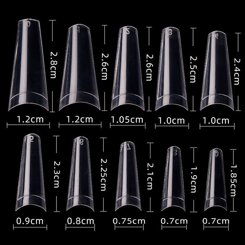 500pcs/Bag XXL Extra Long Coffin Nail Tips Half Cover Press Clear Fake Nail-ca