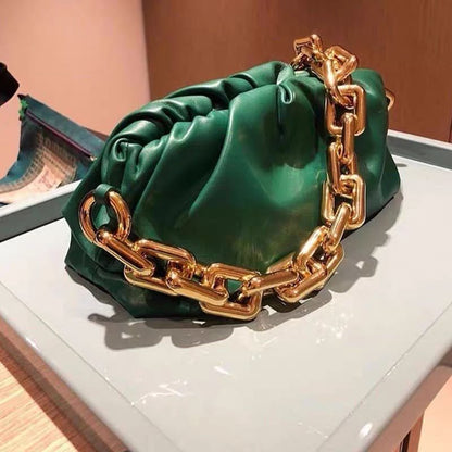 Retro Dumpling Shape Messenger Bag Chain Cloud Crossbody Shoulder Clutch Bag 1PC