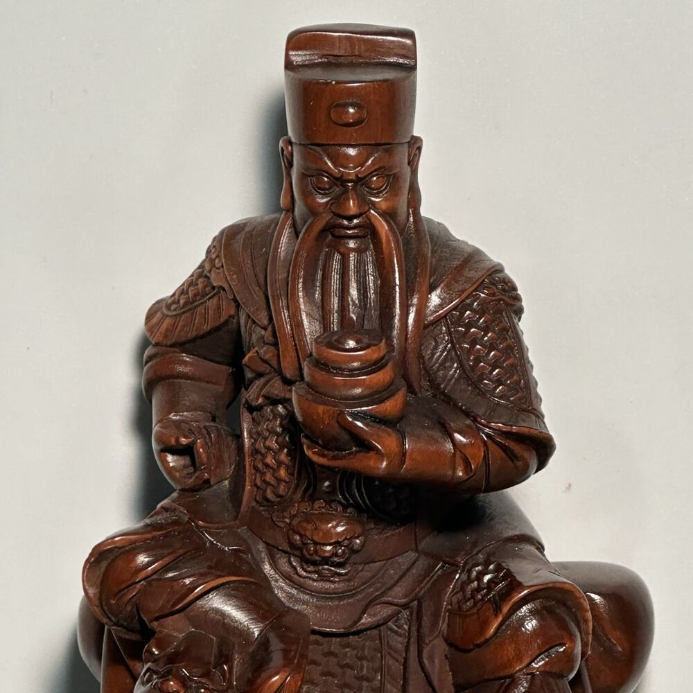 Antique Chinese Boxwood Carved Figure Figurines Home Decor Statue Sculptures Art