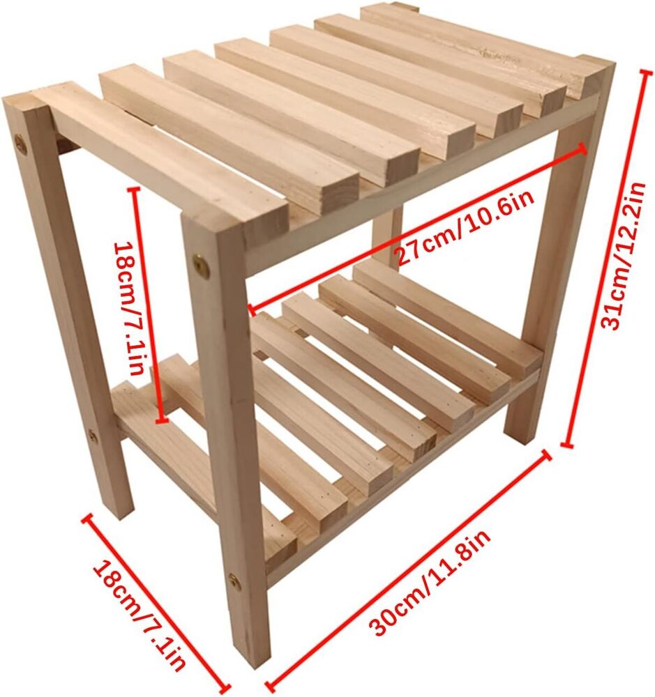Wooden Double Layer Rack Desk Storage Organizer 2-Tier Shelves Home Office Decor
