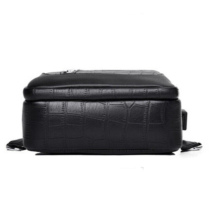 Men's Sling Backpack 100% Genuine Leather Crocodile Crossbody Chest Bag Daypack
