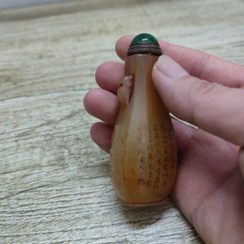 collection carved stone chinese snuff bottles old seal Shoushan Tianhuang statue