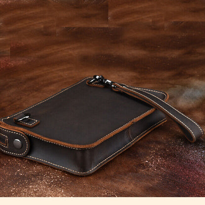 Crazy Horse Leather Business 10" Briefcase Mens Clutch Envelope Bag Shoulder Bag