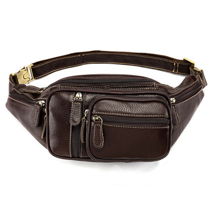 Motorcycle Outdoor Genuine Vintage Leather Waist Fanny Pack Crossbody Sling Bag