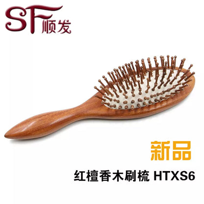 Natural Hair Scalp Massage brush Red Sandal Wood Comb Wooden Pin Massage Brush