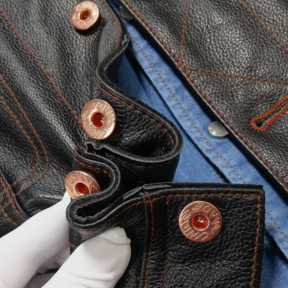 Men's Vintage Style Motorcycle Leather Jacket Single-Breasted S-5XL Leisure Coat