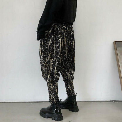 Sequins Men Pants Harem Hiphop Baggy Harajuku Gold Stage Party trousers pants