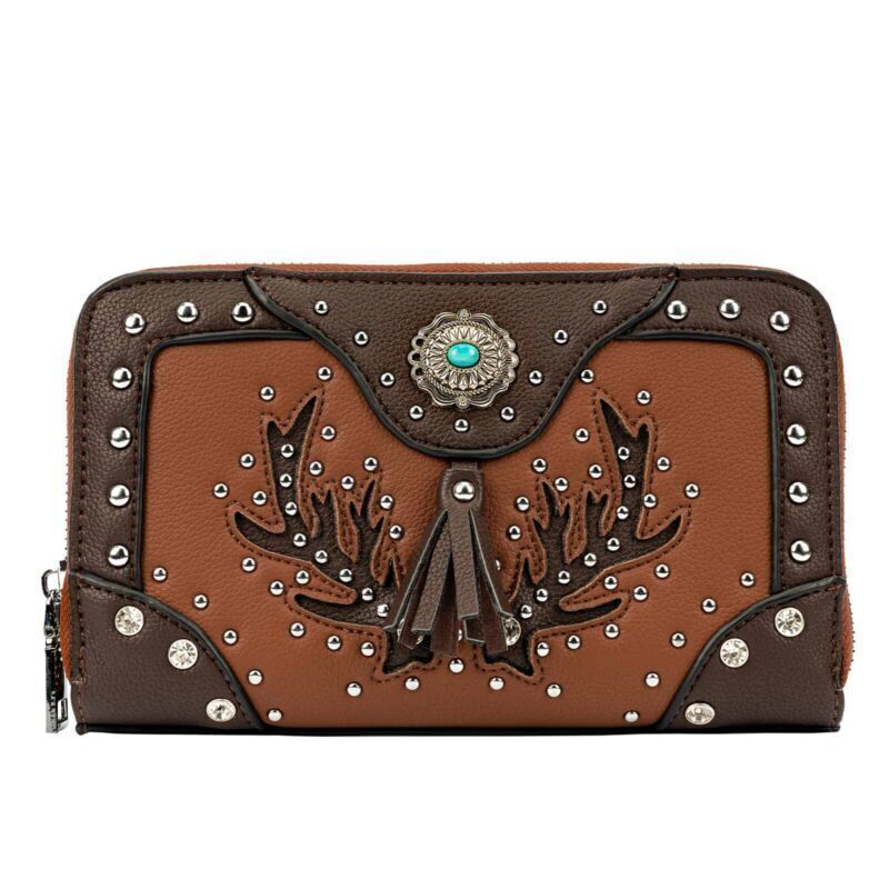Celela Women Clutch Purse Color-Block Concho Studs Handbag Coin Purse Card Bags