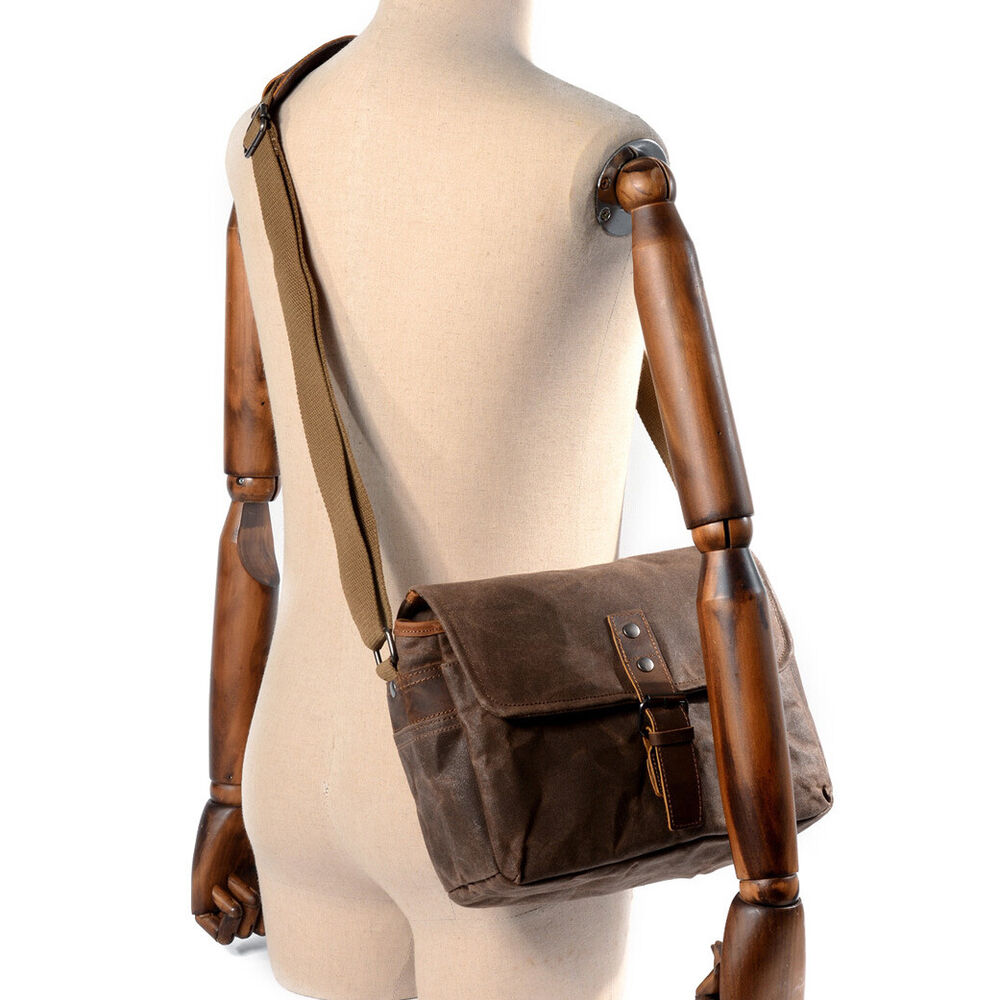 Professional Waterproof Oil Wax Canvas Camera Bag Men's Retro Sling Shoulder Bag
