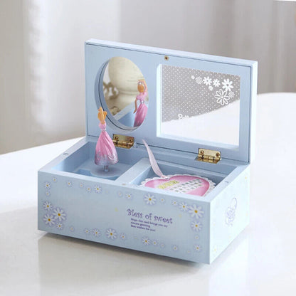Music Box Plastic Ballerina Home Decoration Clockwork Jewelry Storage 7.5x10x6cm