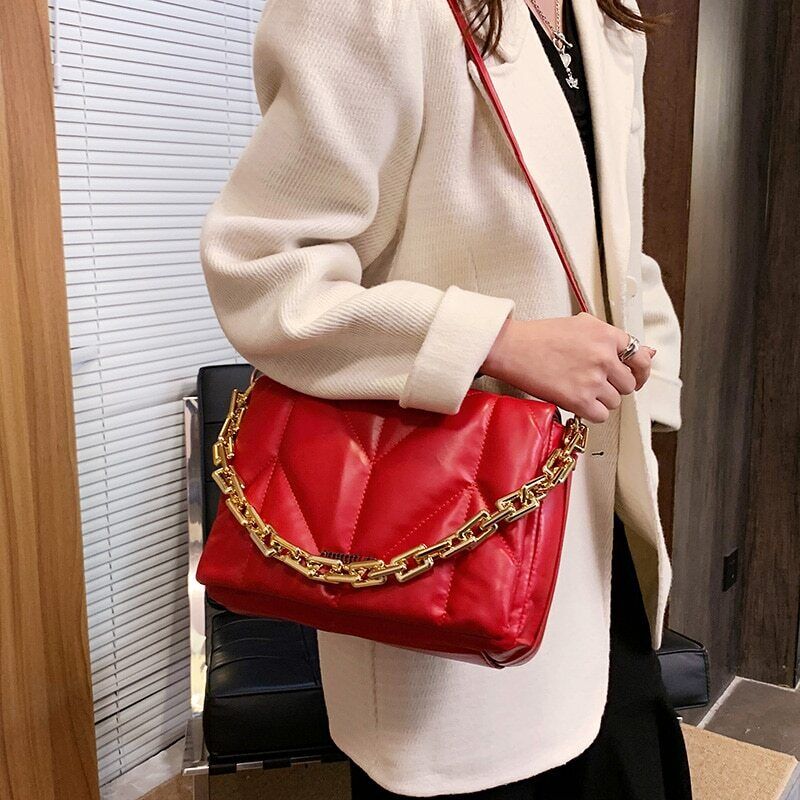 Winter Padded Bags Women Cotton Shoulder Bag Women Crossbody Pack