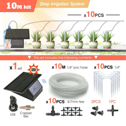 Solar Power Timer Smart Drip Irrigation System Remote Control Watering Kit