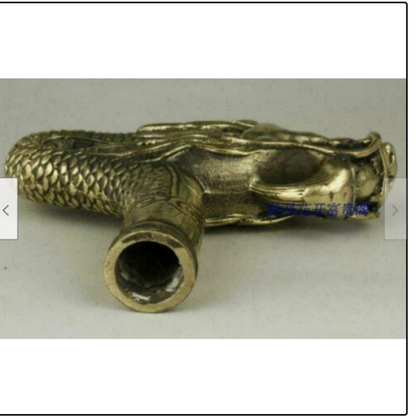 Chinese Brass Copper Hand carved Cane Walking Stick Head Handle Dragon Statue