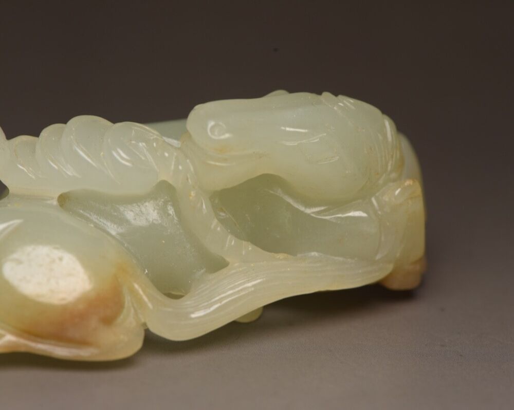 Chinese Antique Hetian Jade Carving Pair Horse Statue Exquisite Figurine Artwork