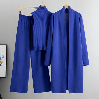 Women Cardigan Tracksuits Pant Set Ladies Sweater Suit Ladies 3 Piece Set