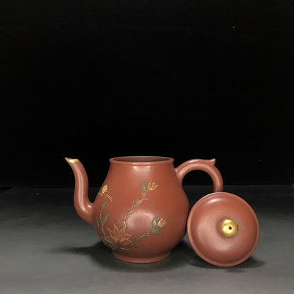 vintage chinese yixing purple clay teapot zisha ceremony carving Collectible art