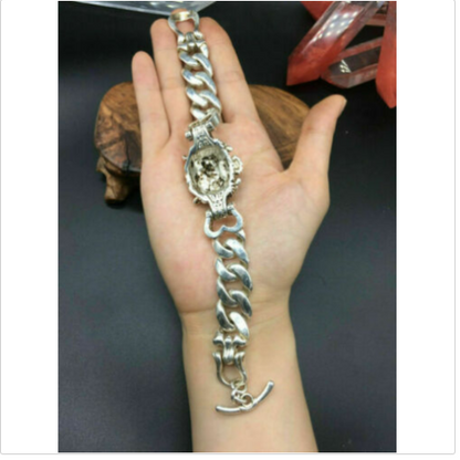 Chinese tibet silver Bracelet Fashion evil person statue gift decorate