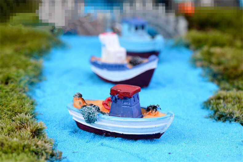 Mini Yacht Miniature Garden Fairy Landscape Terrarium Figurine Bonsai Decoration