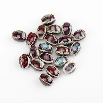 Craft Beads 20Pcs Ceramic Colorful Glaze Unique Shape Jewelry Making Kit 13x10mm