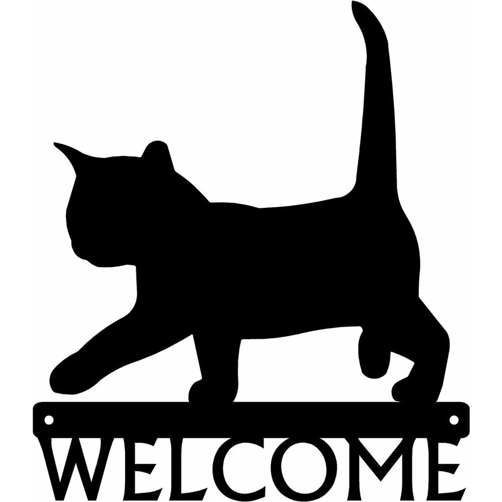 Black Cat Kitten Welcome Sign Ornaments Artwork Wall Stickers Shape Decoration