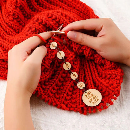 Crochet Stitch Marker Wooden DIY Knitting Weaving Calculator Density Gauge Ruler