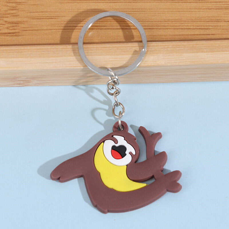 DIY PVC Sloth Keychain Key Rings Holder Key Chain Gift Jewelry Bag Phone Decor!