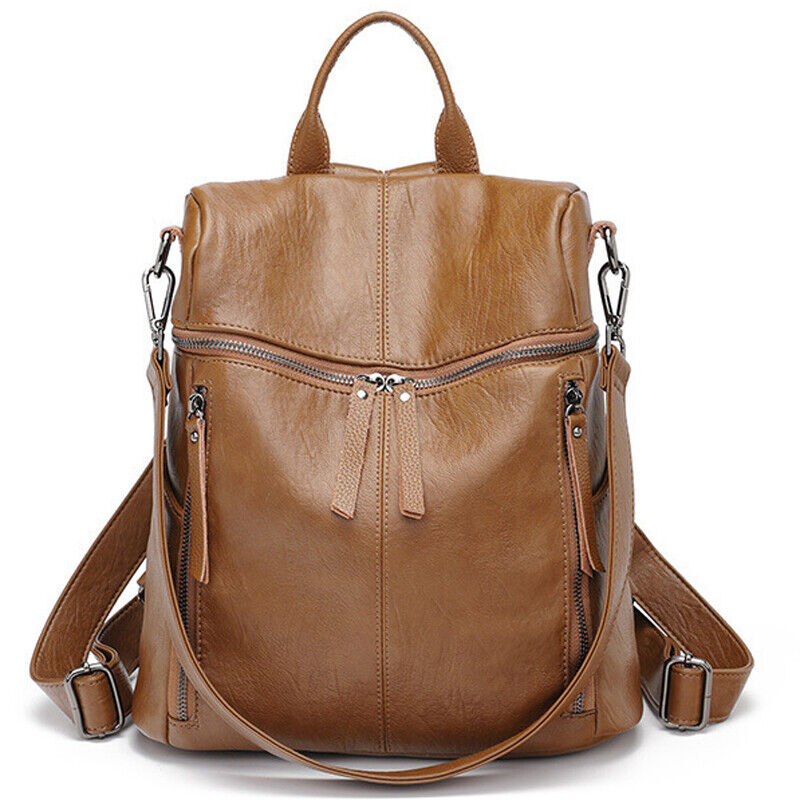 100% Genuine Leather Women's Backpack Travel Bag School Rucksack Crossbody Bag