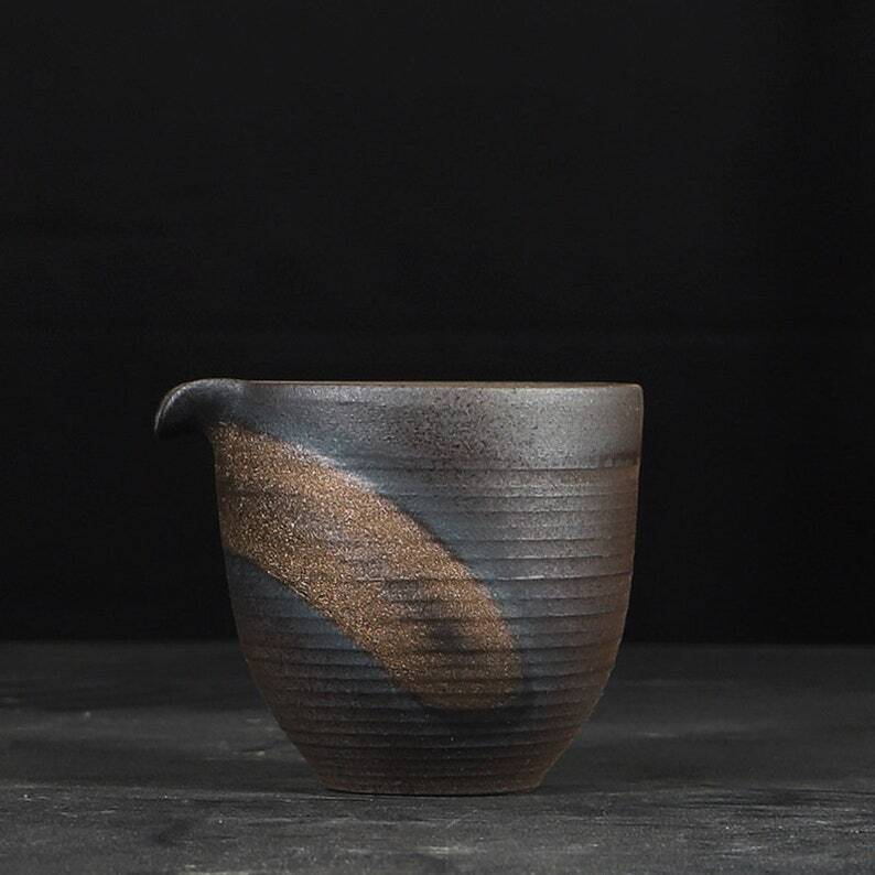 Coarse Ceramic Tea Pitchers Wooden Handle Accessories