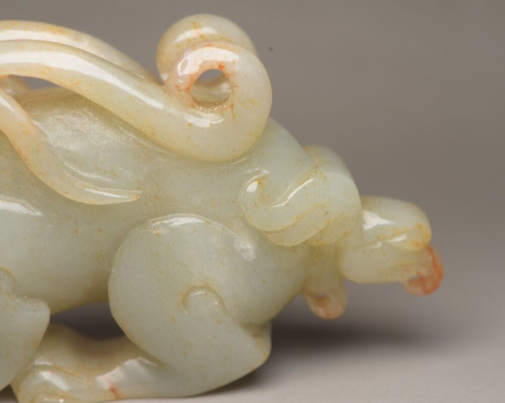 Chinese Old Natural Hetian Jade Carved Sculpture Exquisite Beast Statue Art Rare