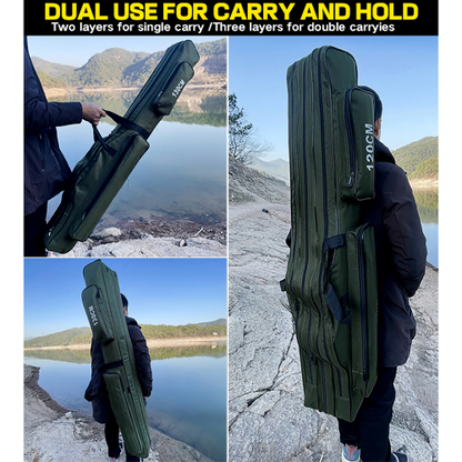 Fishing Bag Multi-Purpose Canvas Material Waterproof Fishing Rod Bag Tackle Bag