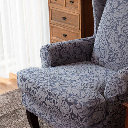 Wingback Chair Slipcover 2Piece Jacquard Damask Elastic Spandex Wing Chair Cover