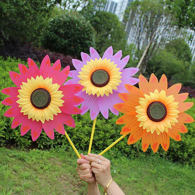 Sunflower Windmills Colorful Wind Turbines Lawn Garden Party Decorations 28x29cm