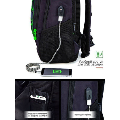 School Bag Boys 3D Football Backpacks Students USB Bagpack Teenagers Bookbag