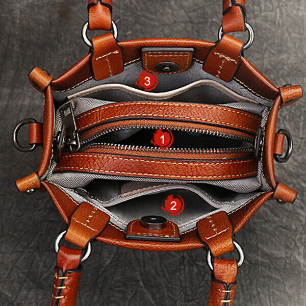 Womens 100% Genuine Leather Retro Handbag Cowhide Leather Crossbody Shoulder Bag