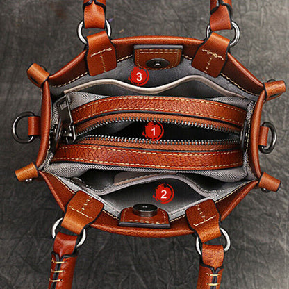 Womens 100% Genuine Leather Retro Handbag Cowhide Leather Crossbody Shoulder Bag