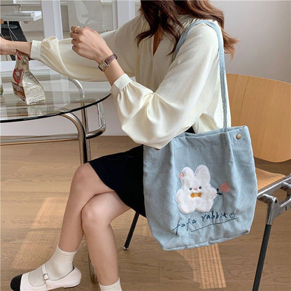 Women Handbags Corduroy Shopping Bag Canvas Magnetic Buckle Shoulder Bags Purse