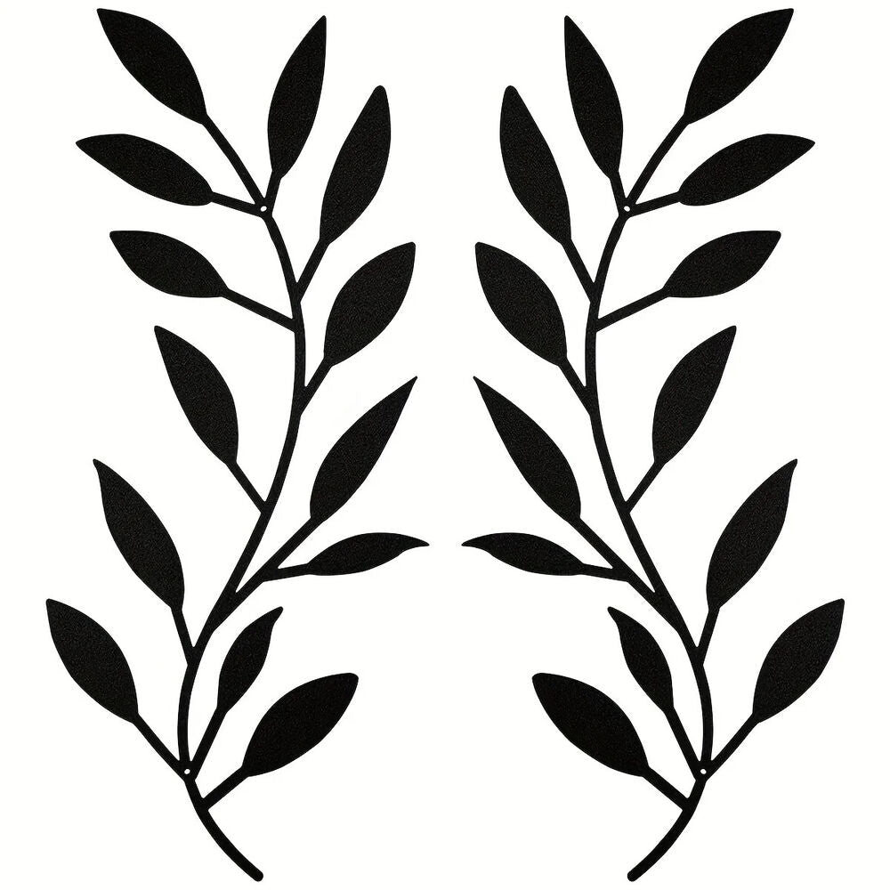 2pcs, Modern Iron Tree Branch Leaf Wall Sculpture - Wall Hanging Decorative