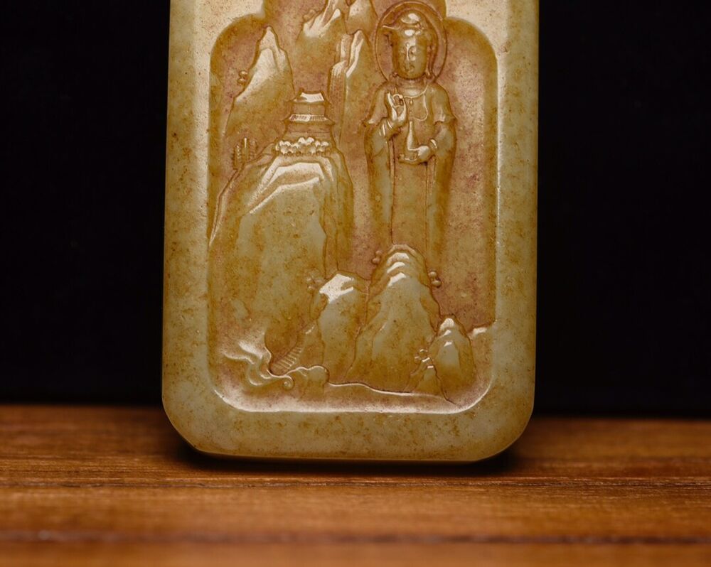 Chinese Hetian Jade Exquisite Carving Kuan Yin Pendant Jewelry Gift Collection