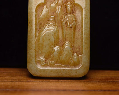 Chinese Hetian Jade Exquisite Carving Kuan Yin Pendant Jewelry Gift Collection