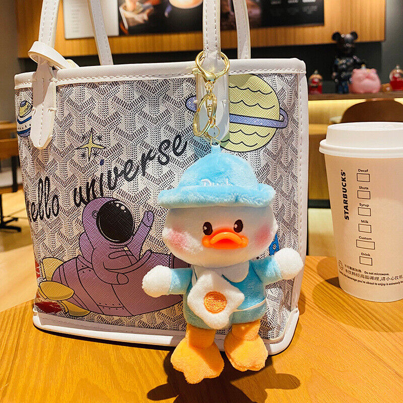 Cute Plush School Duck Soft Stuffed Toy Key Chain Cartoon Doll Keyring Bag Charm