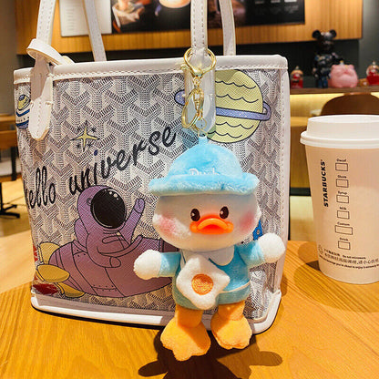 Cute Plush School Duck Soft Stuffed Toy Key Chain Cartoon Doll Keyring Bag Charm