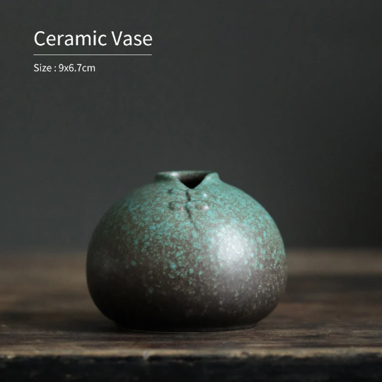 Chinese Tang Suit Green Ceramic Flower Vase for Home Decor