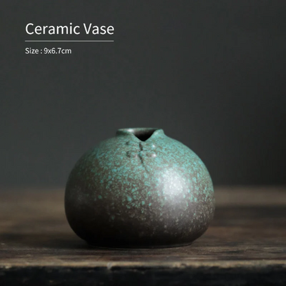 Chinese Tang Suit Green Ceramic Flower Vase for Home Decor