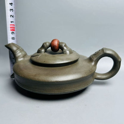 Vintage Chinese Yixing Purple Clay Teapot Zisha Ceremony Ceramic Bamboo Teaware
